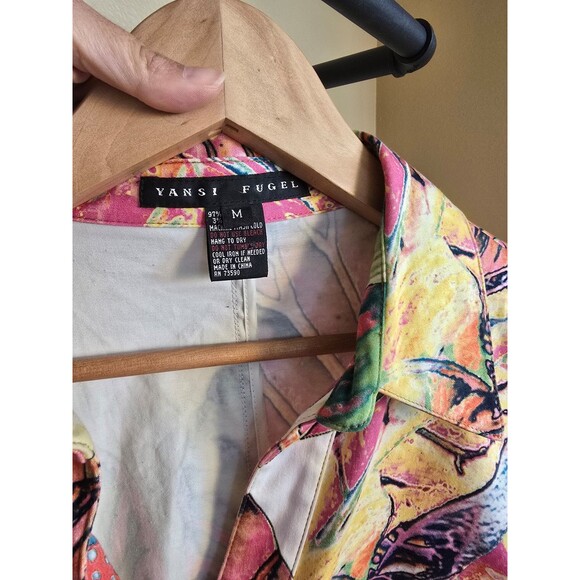 Yansi Fugel floral long sleeve button-up lightweight jacket Women's size medium - Picture 2 of 10